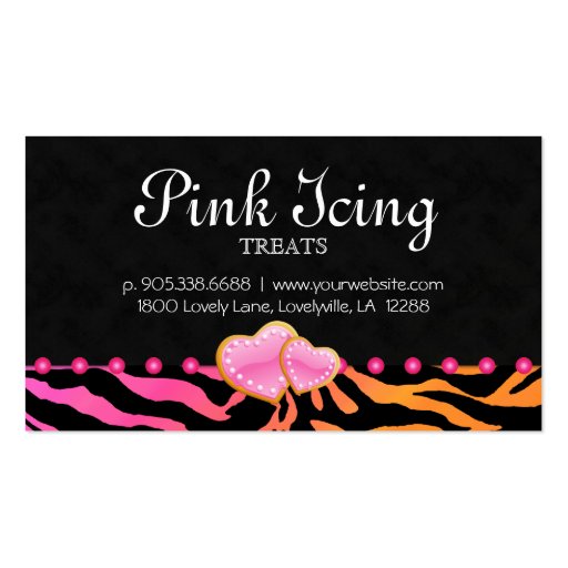 BAKERY Business Card Zebra Pink Dots Orange Pink (back side)
