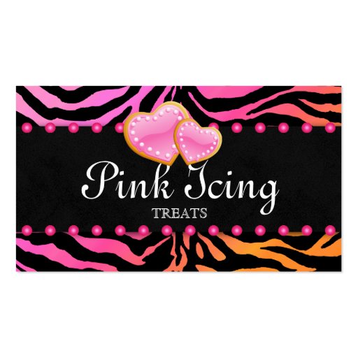 BAKERY Business Card Zebra Pink Dots Orange Pink (front side)