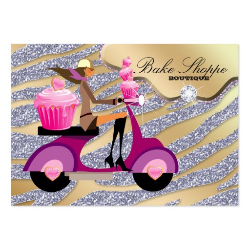 Bakery Business Card Zebra Silver Gold Sparkle