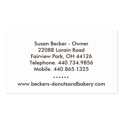 Bakery Business Cards (back side)