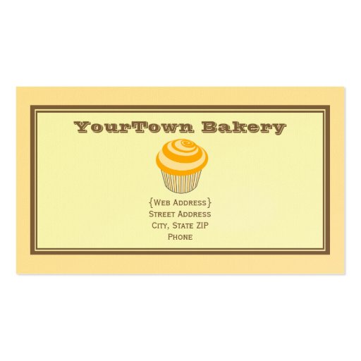 Bakery Business Cards -Orange & Chocolate Cupcakes (back side)