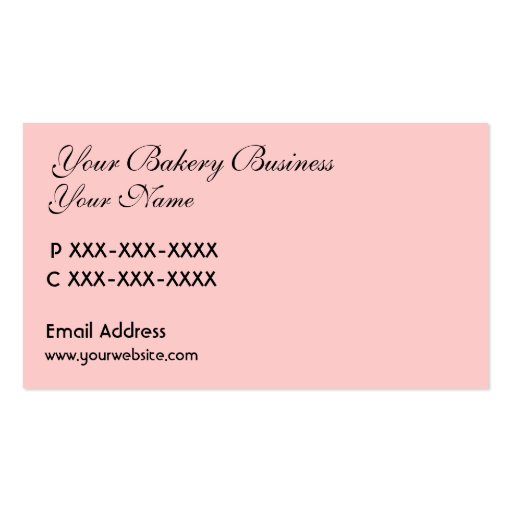 Bakery business pink stripes customizable cards business card (back side)