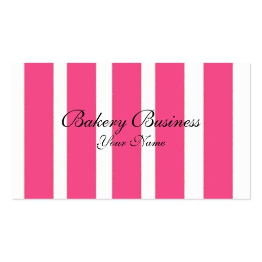 Bakery business pink stripes customizable cards business card (front side)