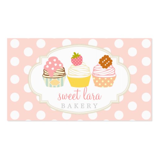 Bakery Cafe Retro Sweet Cupcakes Cute Boutique Business Cards (front side)