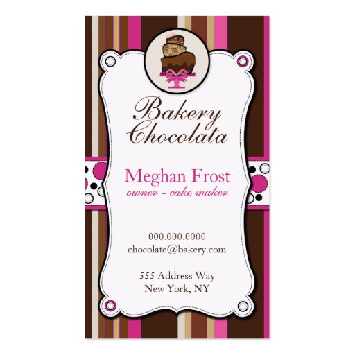 Bakery & Cake Chocolate Overload Business Cards (front side)