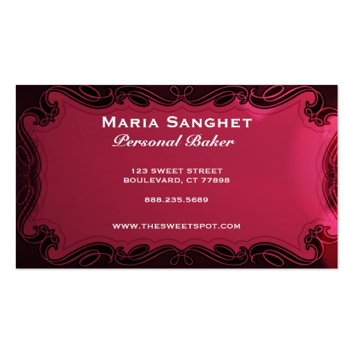 Bakery & Catering Pink Hearts Businesscard Business Card Templates (back side)