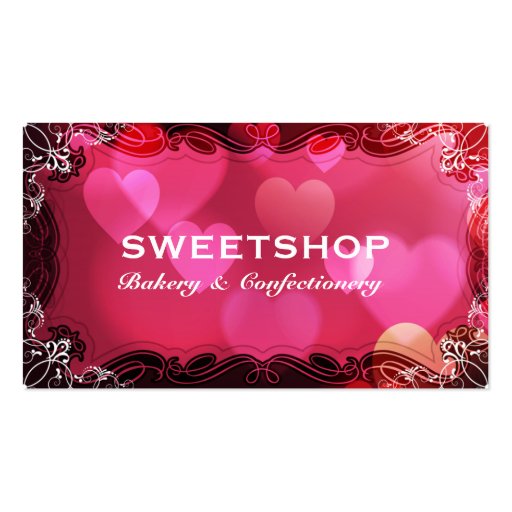 Bakery & Catering Pink Hearts Businesscard Business Card Templates (front side)