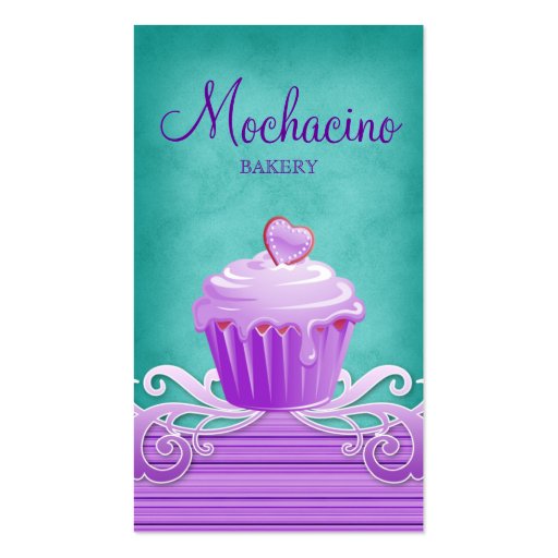 Bakery Cupcake Business Card purple swirls blue
