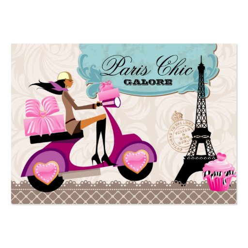 Bakery Cupcake Cookies Scooter Paris Eiffel Tower Business Cards (front side)
