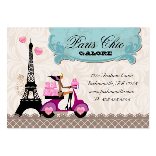 Bakery Cupcake Cookies Scooter Paris Eiffel Tower Business Cards (back side)
