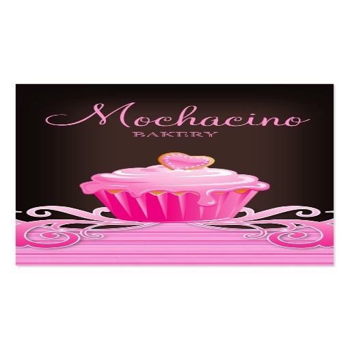 Bakery cupcake pink swirls chocolate brown business cards