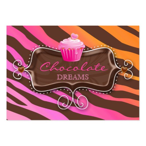Bakery Gift Certificate Chocolate Cupcake Pink Org Business Card Templates (front side)
