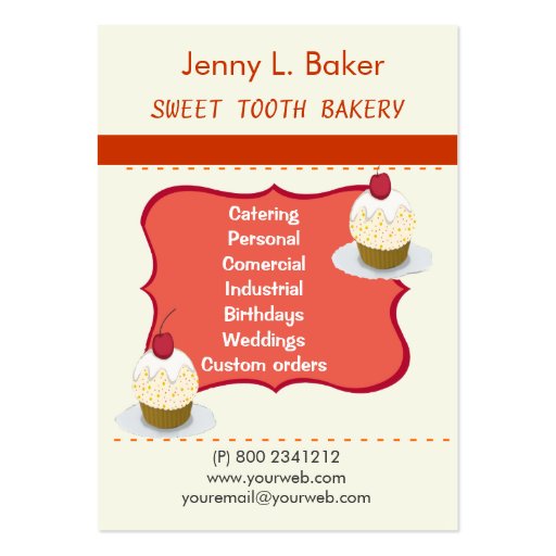 Bakery Homemade Cupcakes & Confections Business Cards (front side)