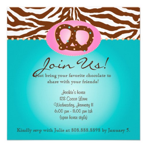 Bakery Invitation Chocolate Pretzel blue