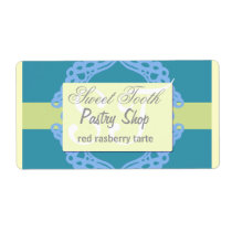 Bakery label bluebird and yellow lace
