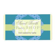 Bakery label bluebird and yellow lace