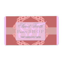 Bakery label pink and silver lace