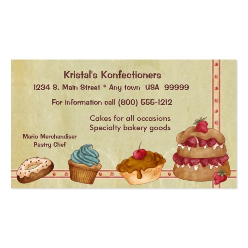 Bakery or Cake Business Card (front side)