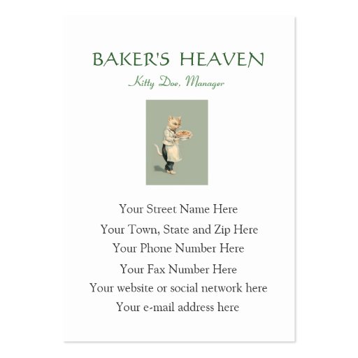 Bakery, Pastry Chef, Baker, Restaurant, Caterer Business Card Template (back side)