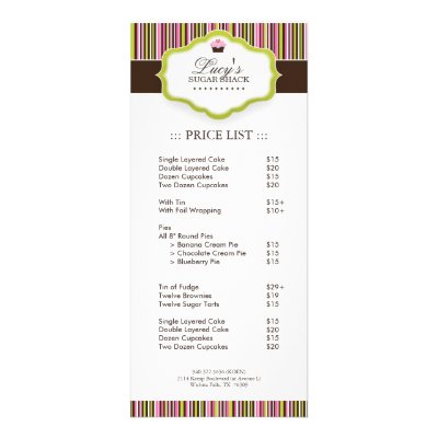 Bakery Price List Rack Card Template by colourfuldesigns