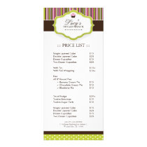 Bakery Price List Customized Rack Card