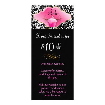 Bakery Rack Card Cupcake Pink Gold Elegant by BestCards