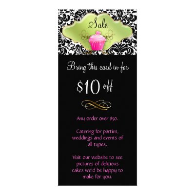 Bakery Rack Card Cupcake Pink Lime Green Elegant by BestCards