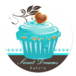 Bakery Stickers Blue Cupcake Chocolate Brown