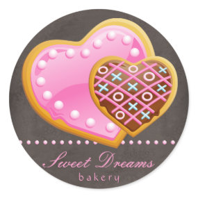 Bakery Stickers Pink Heart Cookie Chocolate Brown sticker