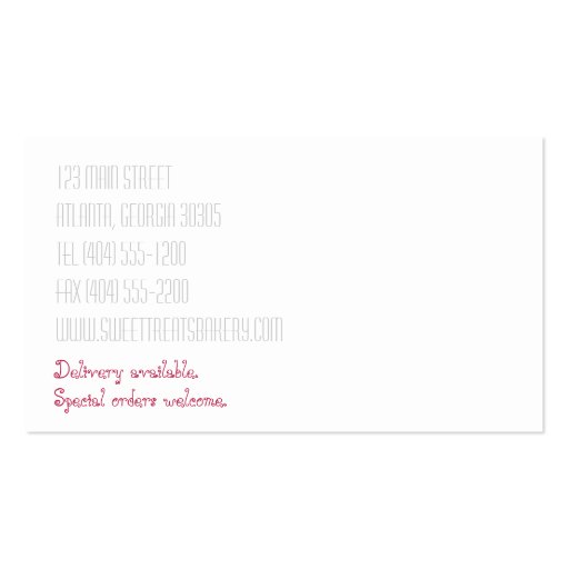 Bakery Template Business Cards (back side)