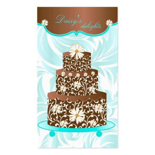 Bakery Wedding Cake Pastry Chef Chocolate Daisy Business Card Template (front side)