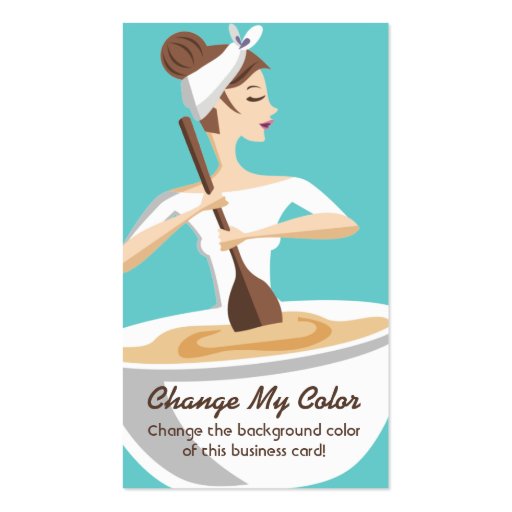 Bakery woman baking mixing bowl business cards (front side)