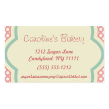 Baking and Bakery Boutique, Pink Polka Dot Business Cards