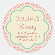 Baking and Bakery Boutique, Pink Polka Dot Sticker