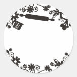 baking bakery utensils flowers gift tag sticker
