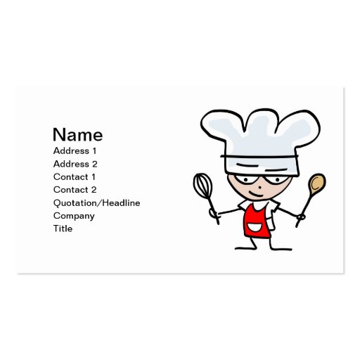 Baking business cards - cartoon chef for bakery (front side)