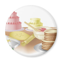 Baking cakes and cookies refrigerator magnets