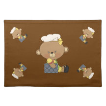 Baking Chef Baker Bear With Cupcake Pan Place Mats