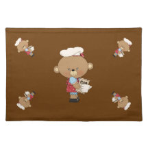 Baking Chef Baker Bear With Ingredients Place Mats