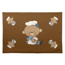 Baking Chef Baker Bear With Pink Cupcake Placemats