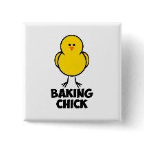 Baking Chick Pinback Button