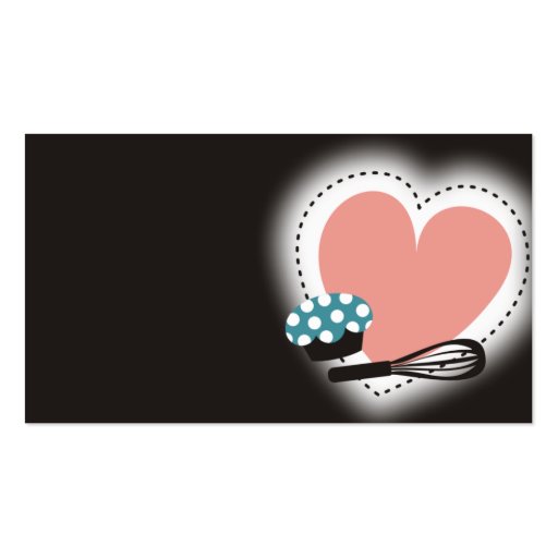 baking cupcake whisk heart business card black (front side)