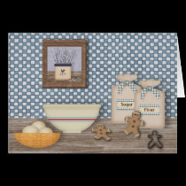 Baking Gingerbread Men Large Print Christmas Card cards
