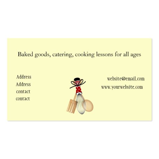 Baking is not a Chore in My Kitchen Business Card (back side)