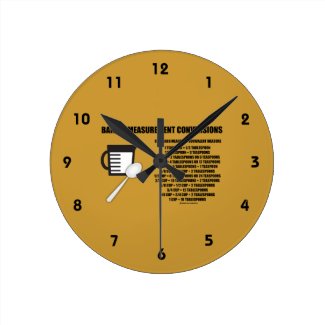 Baking Measurement Conversions (Measure) Round Wall Clock