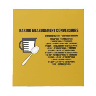 Baking Measurement Conversions (Measure) Note Pads