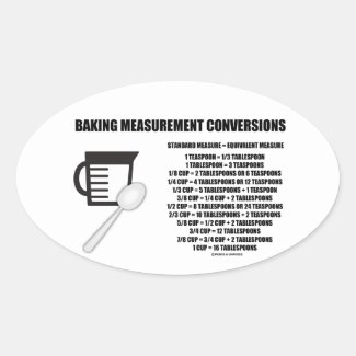 Baking Measurement Conversions (Measure) Oval Sticker