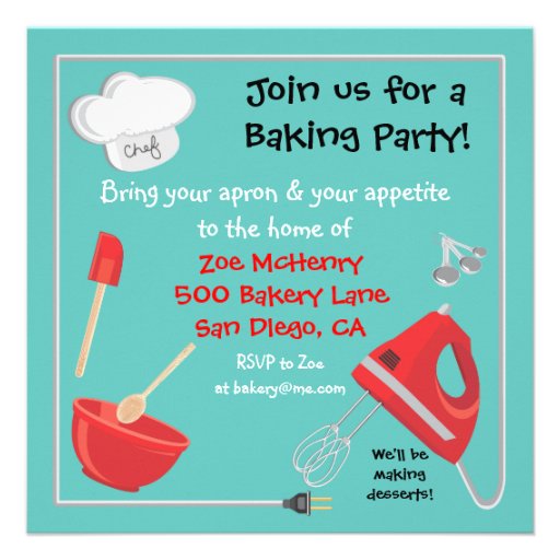 Baking or Cooking Party Invitation Card