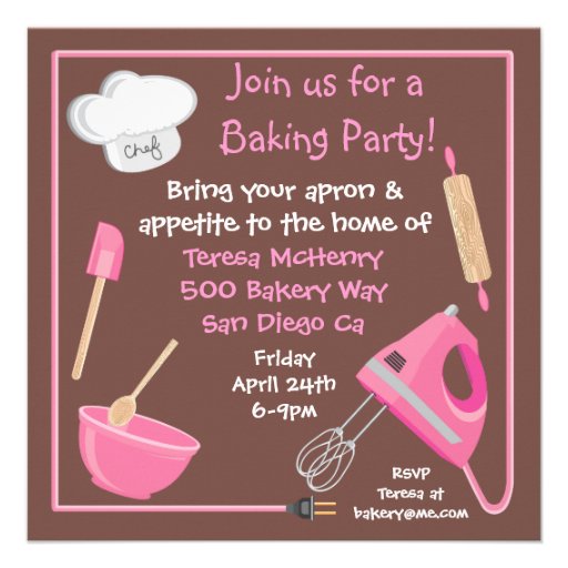 Baking or Cooking Party Invitation Card