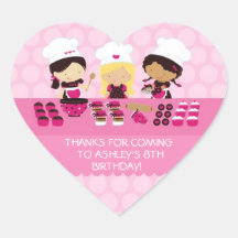 Baking Party Personalized Heart Favor Stickers